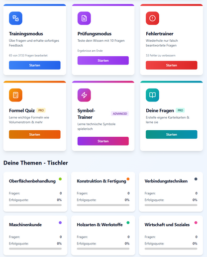 Tischler/Schreiner Trainer - LernApp (Zwischen- und Gesellenprüfung)