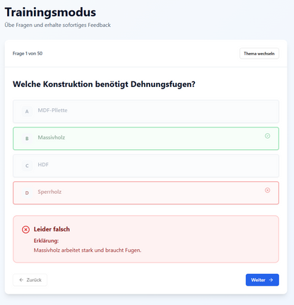 Tischler/Schreiner Trainer - LernApp (Zwischen- und Gesellenprüfung)